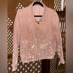 Saturdays NYC pink splatter corduroy bomber jacket